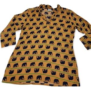 Elephant Print Mustard Blouse